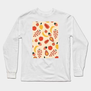 Abstract Summer Fruit Pattern Print II Long Sleeve T-Shirt
